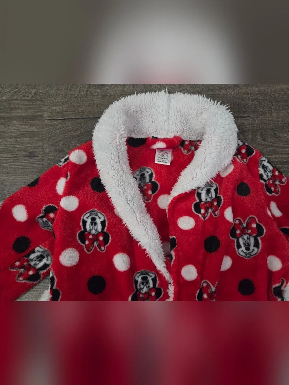 Minnie Mouse Red & White Kids Robe Size 2t/3t